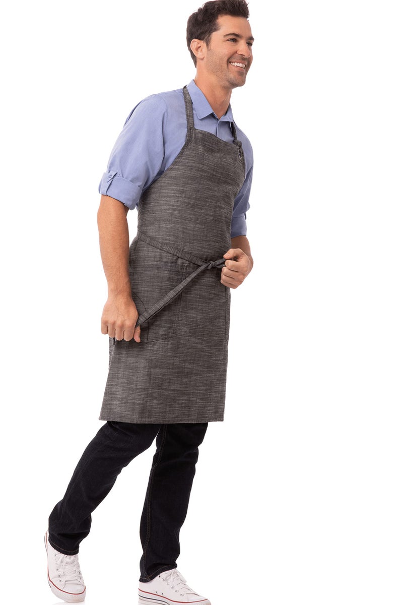 Chef Works Unisex Corvallis Bib Apron, Black Steel / Grey, One Size - Image 2